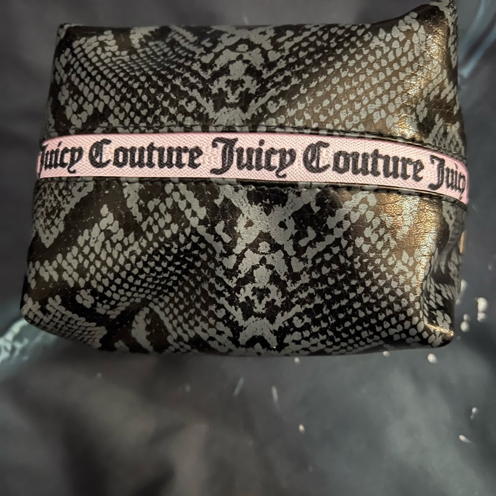 Juicy Couture Black and Gray Snake Print Pouch
